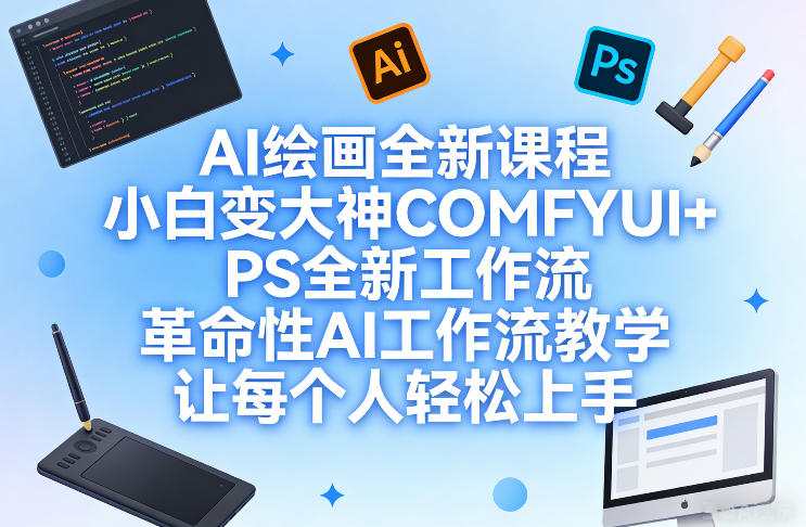 AI绘画全新课程，小白变大神COMFYUI+PS全新工作流，革命性AI工作流教学，让每个人轻松上手-时光云网创