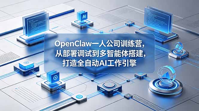 OpenClaw 一人公司训练营，从部署调试到多智能体搭建，打造全自动 AI 工作引擎-时光云网创