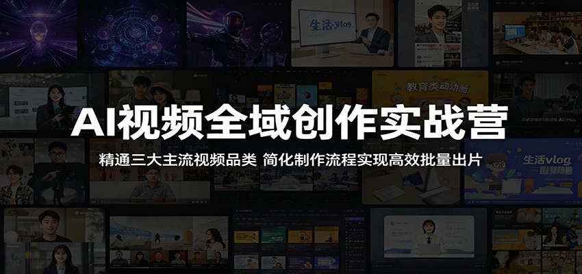AI视频全域创作实战营：精通三大主流视频品类，简化制作流程实现高效批量出片-时光云网创