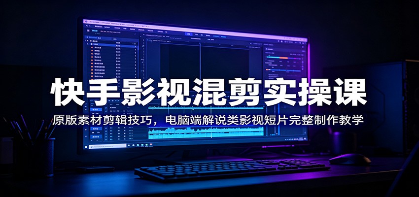 快手影视混剪实操课：原版素材剪辑技巧，电脑端解说类影视短片完整制作教学-时光云网创