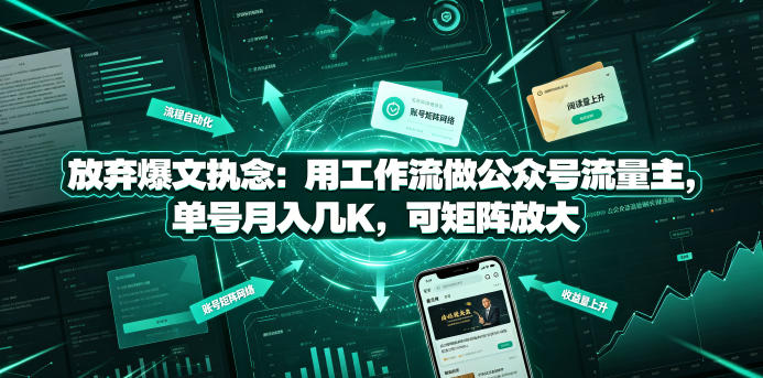 放弃爆文执念：用工作流做公众号流量主，单号月入几K，可矩阵放大-时光云网创
