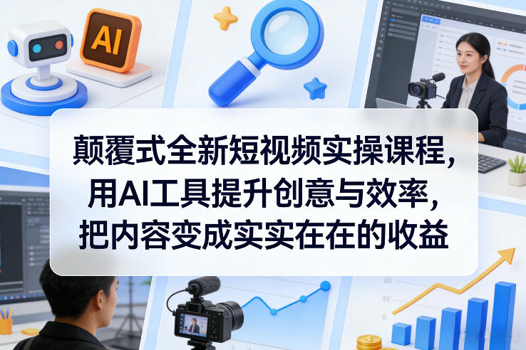 颠覆式全新短视频实操课程，用AI工具提升创意与效率，把内容变成实实在在的收益-时光云网创