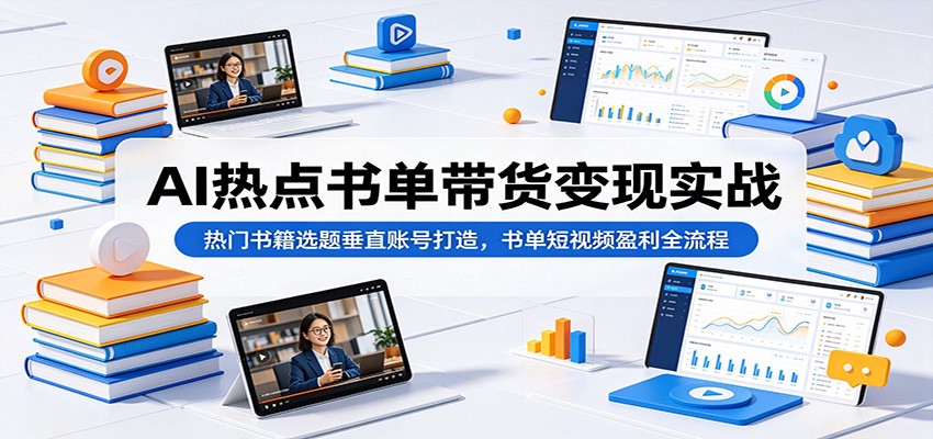 AI热点书单带货变现实战：热门书籍选题垂直账号打造，书单短视频盈利全流程-时光云网创