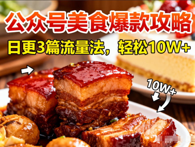 公众号搬运美食爆款攻略，日更3篇流量主打法，轻松10W+阅读-时光云网创