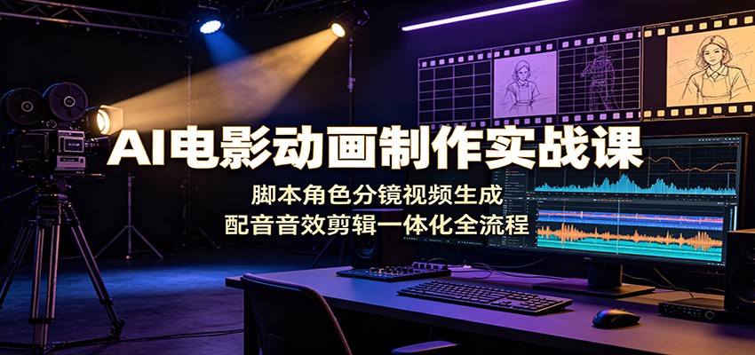 AI电影动画制作实战课：脚本角色分镜视频生成，配音音效剪辑一体化全流程-时光云网创