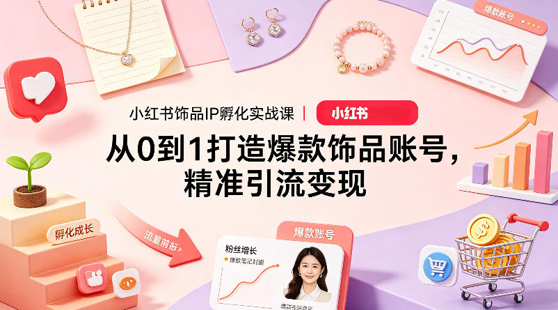 小红书饰品IP孵化实战课｜从0到1打造爆款饰品账号，精准引流变现-时光云网创