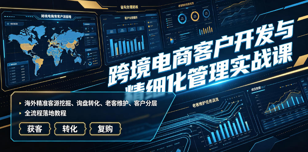 跨境电商客户开发与精细化管理实战课｜海外精准客源挖掘、询盘转化、老客维护、客户分层全流程落地教程-时光云网创