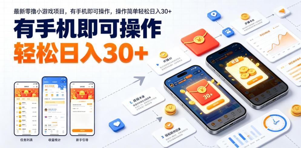 最新零撸小游戏项目，有手机即可操作，操作简单轻松日入30+-时光云网创