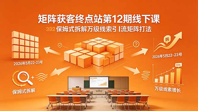 矩阵获客终点站第12期线下课 2026年5月22-23号 保姆式拆解万级线索引流矩阵打法-时光云网创