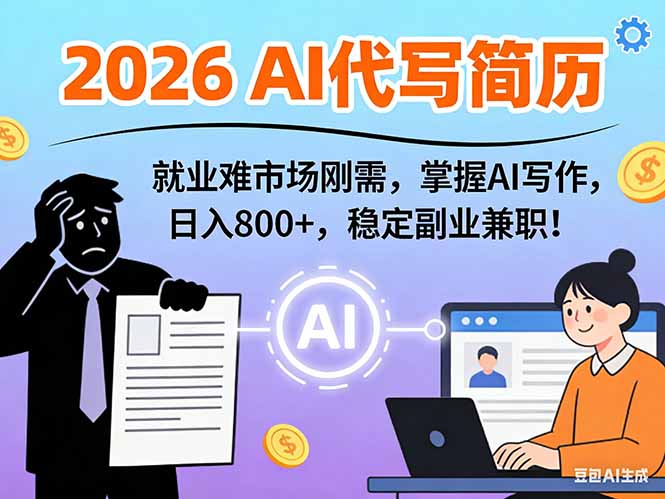 AI代写简历，超暴利，用万能模板月入1-3万实战教程，2026年市场刚需！-时光云网创