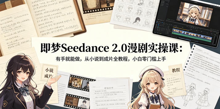 即梦Seedance 2.0漫剧实操课：有手就能做，从小说到成片全教程，小白零门槛上手-时光云网创
