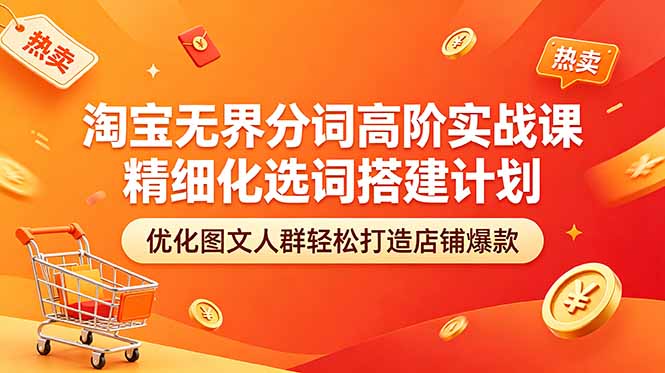 淘宝无界分词高阶实战课 精细化选词搭建计划 优化图文人群轻松打造店铺爆款-时光云网创