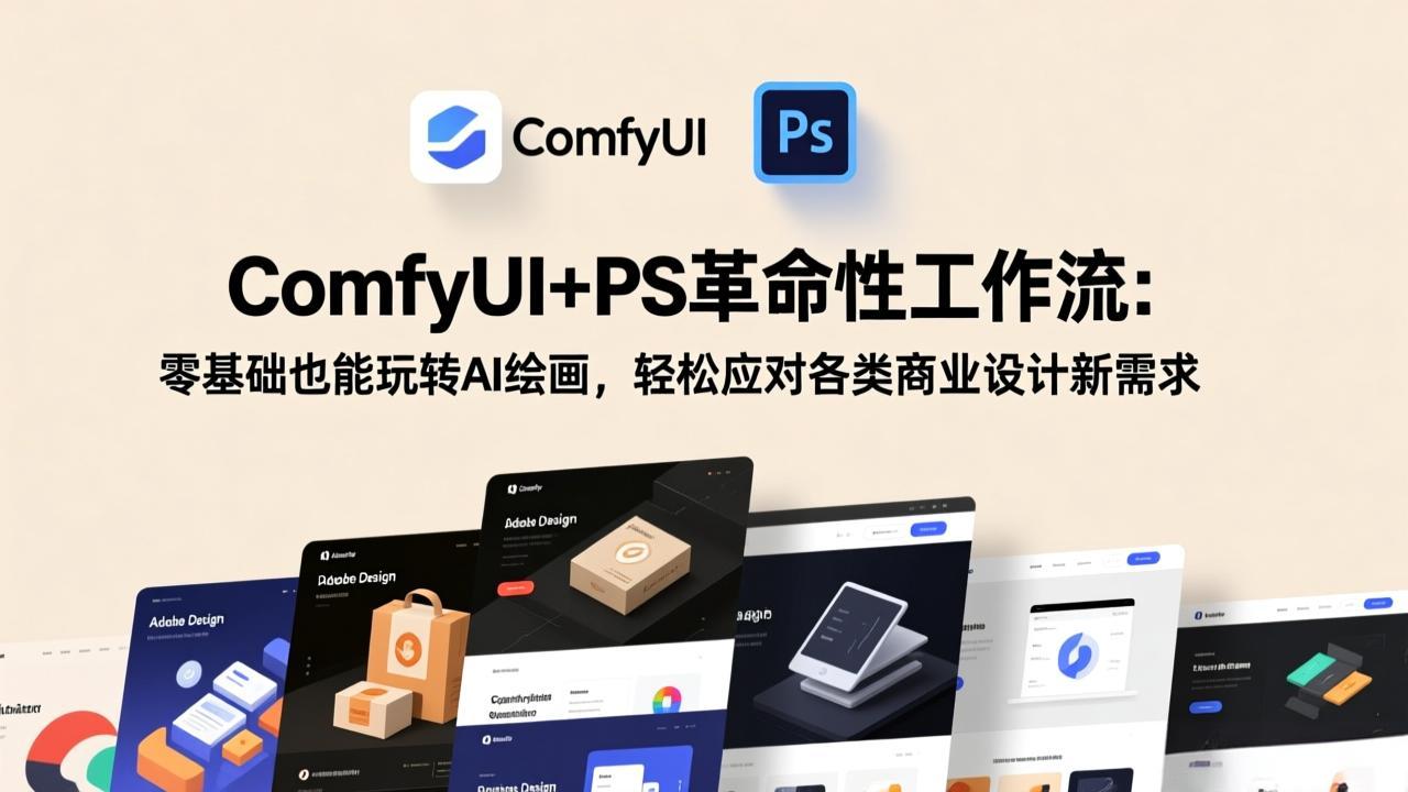 ComfyUI+PS革命性工作流：零基础也能玩转AI绘画，轻松应对各类商业设计新需求-时光云网创
