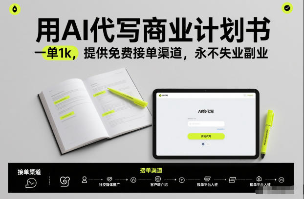 用AI代写商业计划书，一单1k，提供免费接单渠道，永不失业副业-时光云网创