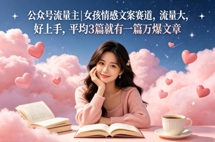 公众号流量主女孩情感文案赛道，流量大，好上手，平均3篇就有一篇万爆文章-时光云网创