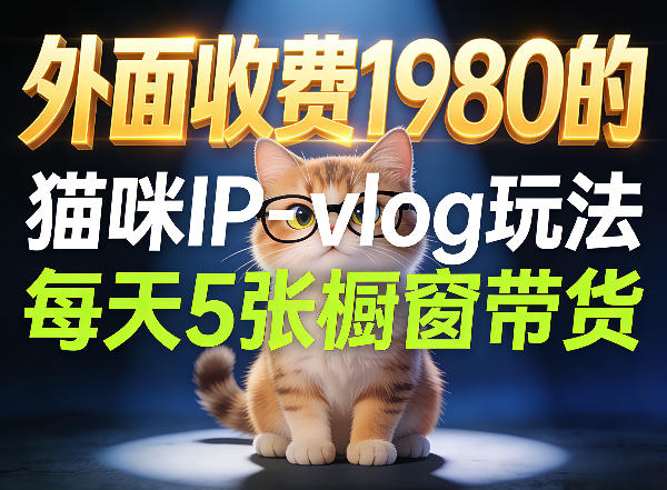 宠物赛道猫咪IP-vlog玩法，26条视频涨粉29W，每天5张橱窗带货拆解-时光云网创