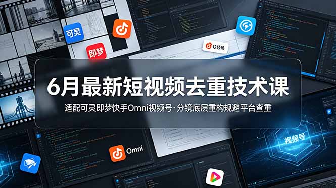 6月最新短视频去重技术课，适配可灵即梦快手Omni视频号，分镜底层重构规避平台查重-时光云网创