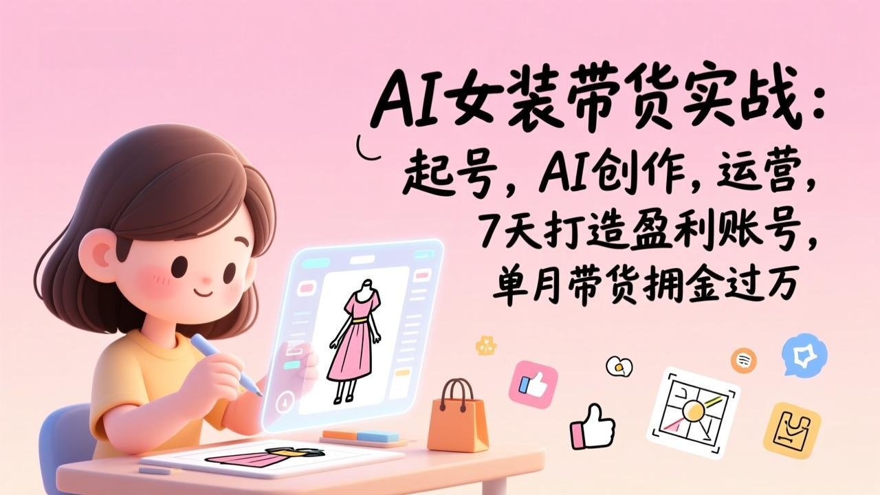 AI女装带货实战：起号，AI创作，运营，7天打造盈利账号，单月带货佣金过万-时光云网创