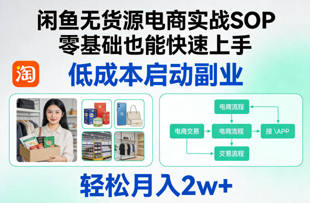 闲鱼无货源电商实战SOP，零基础也能快速上手，低成本启动副业，轻松月入2w+-时光云网创