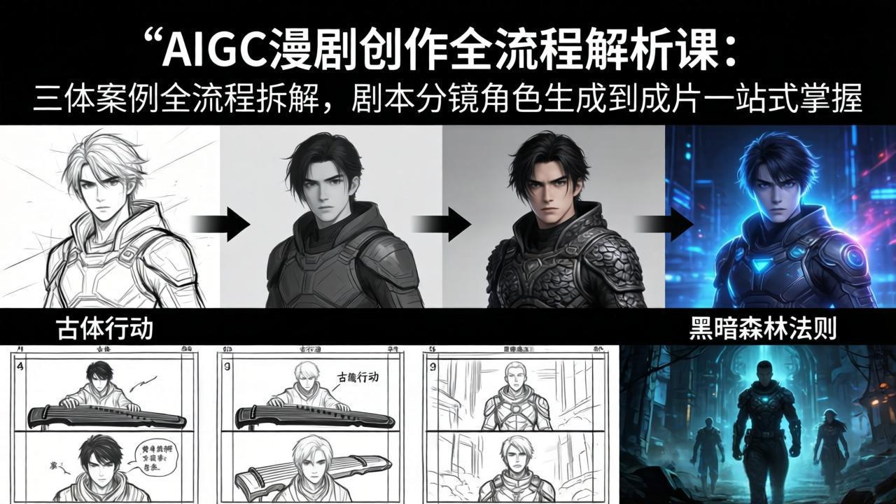 AIGC漫剧创作全流程解析课：三体案例全流程拆解，剧本分镜角色生成到成片一站式掌握-时光云网创