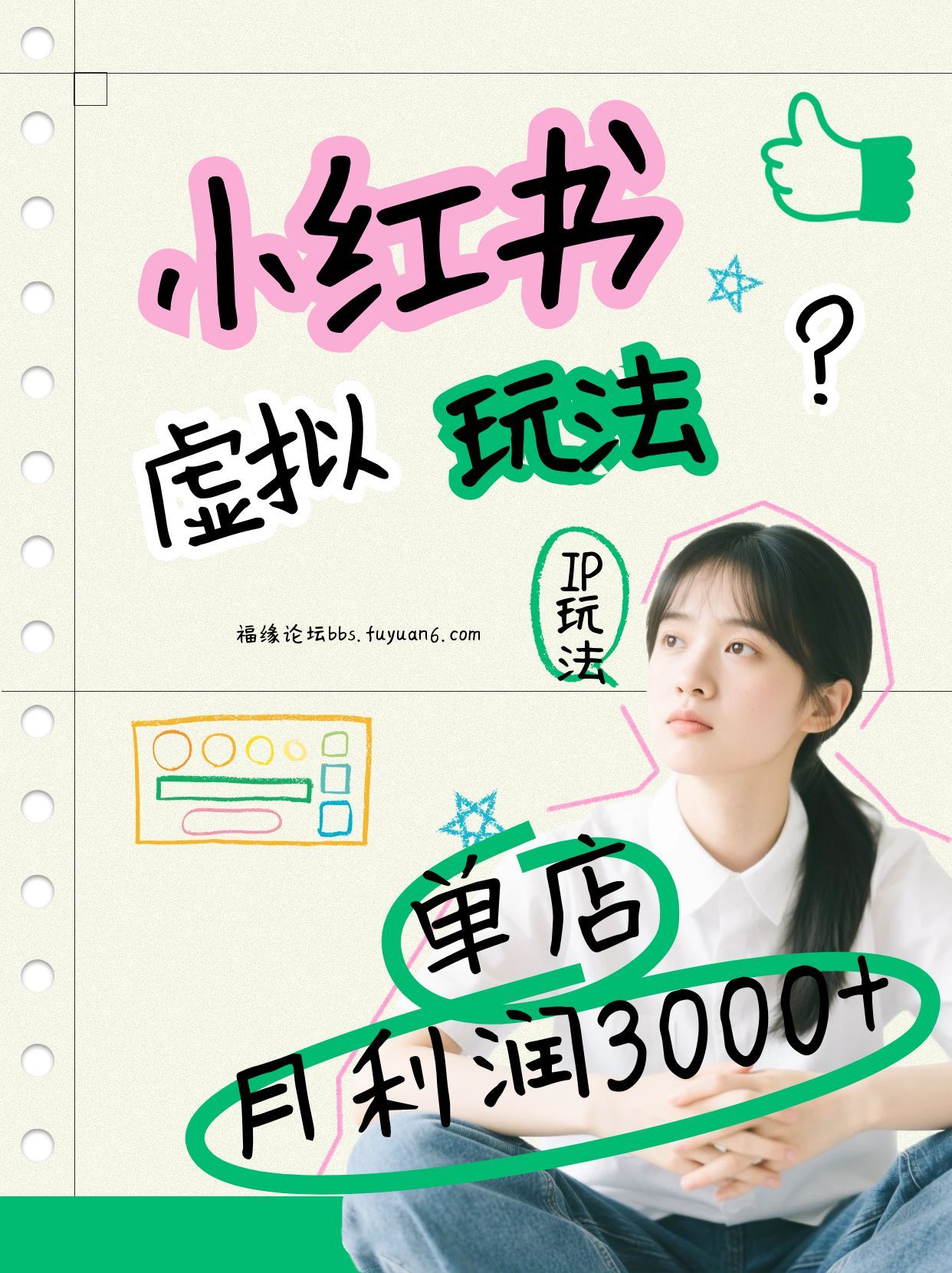 小红书虚拟玩法(铺货流和单品玩法)，单店月利润3000+，IP打法+原创商品(0违规)-时光云网创