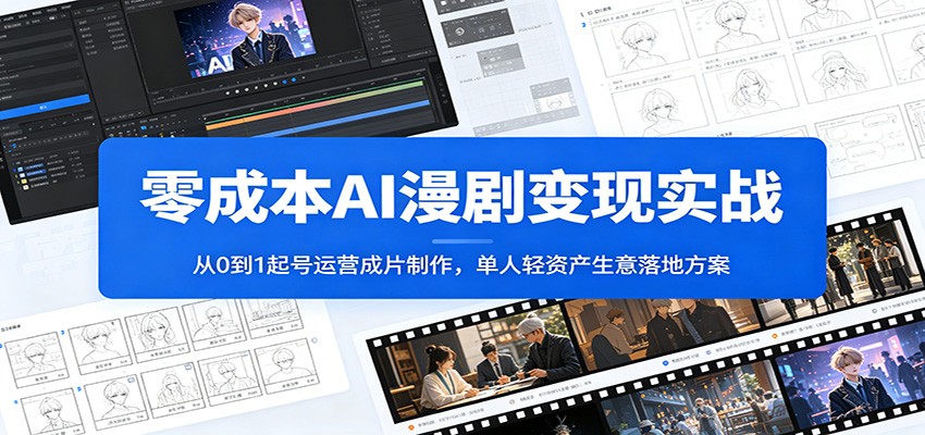 零成本AI漫剧变现实战：从0到1起号运营成片制作，单人轻资产生意落地方案-时光云网创