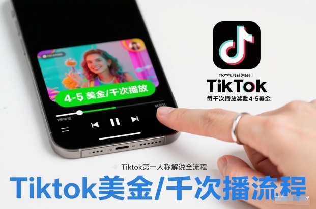TK中视频计划项目,Tiktok第一人称解说流程,每干次播放奖励4-5美金-时光云网创