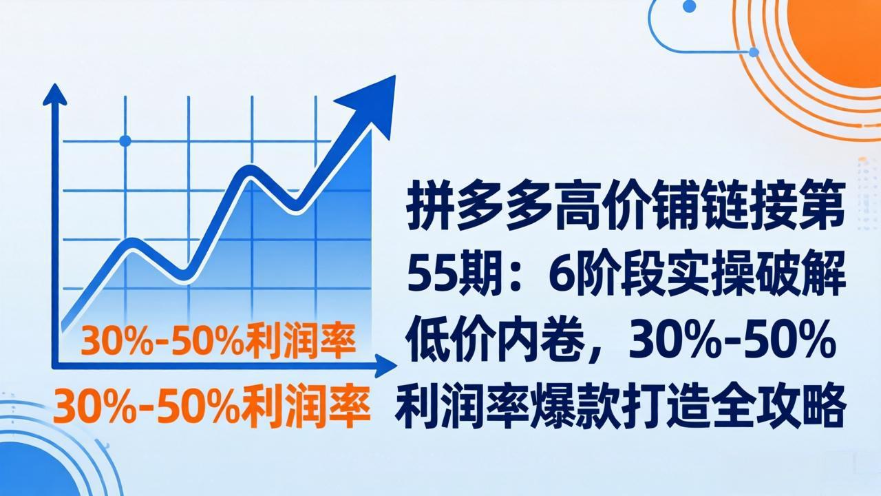 拼多多高价铺链接第55期：6阶段实操破解低价内卷，30%-50%利润率爆款打造全攻略-时光云网创