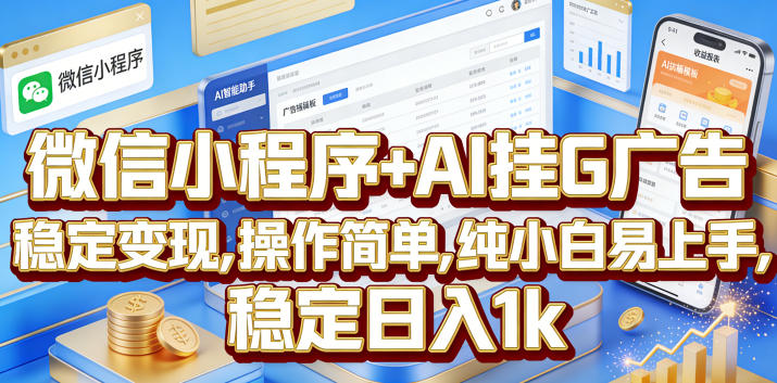 微信小程序+AI挂G广告，稳定变现，操作简单，纯小白易上手，稳定日入1k【揭秘】-时光云网创