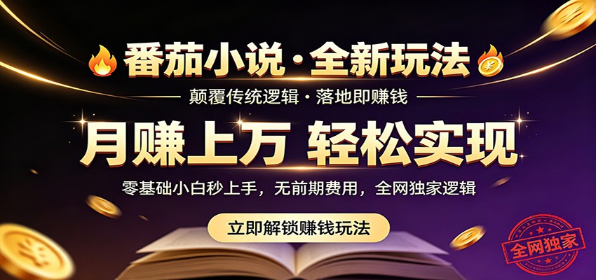 番茄小说5月最新独家玩法，稳定落地实测月入过万！-时光云网创