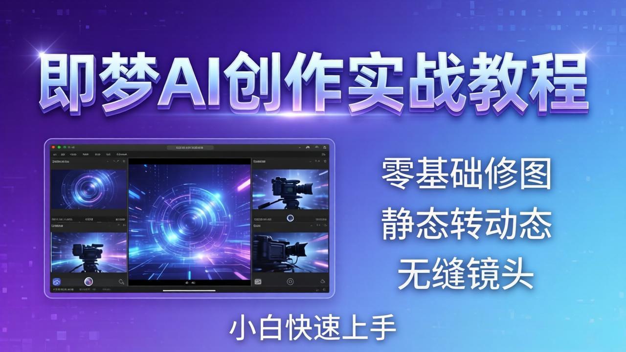 即梦AI创作实战教程，从零基础修图到AI导演，实战教学静态转动态+无缝镜头，小白快速上手-时光云网创