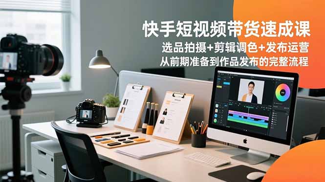 快手短视频带货速成课,选品拍摄+剪辑调色+发布运营,从前期准备到作品发布的完整流程-时光云网创