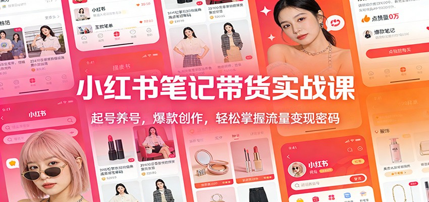 小红书笔记带货实战课：起号养号，爆款创作，轻松掌握流量变现密码-时光云网创