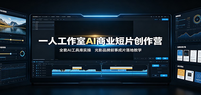 一人工作室AI商业短片创作营：全套AI工具库实操，光影品牌叙事成片落地教学-时光云网创