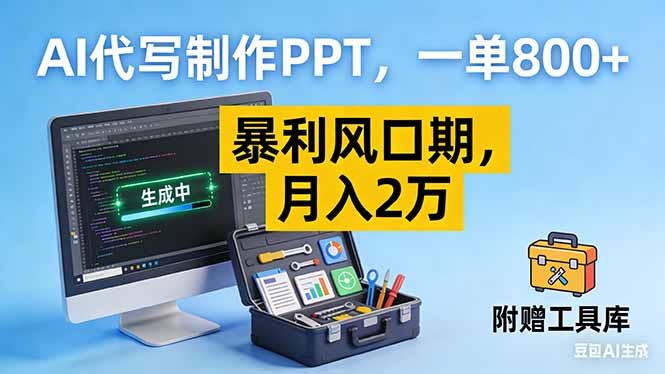 AI代写制作PPT，一单800+， 暴利风口期，月入2万【附工具】-时光云网创