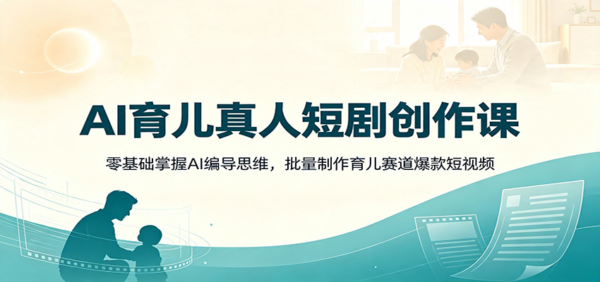 AI育儿真人短剧创作课：零基础掌握AI编导思维，批量制作育儿赛道爆款短视频-时光云网创