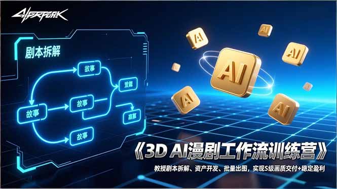 3D AI漫剧工作流训练营：教授剧本拆解、资产开发、批量出图，实现S级画质交付+稳定盈利-时光云网创