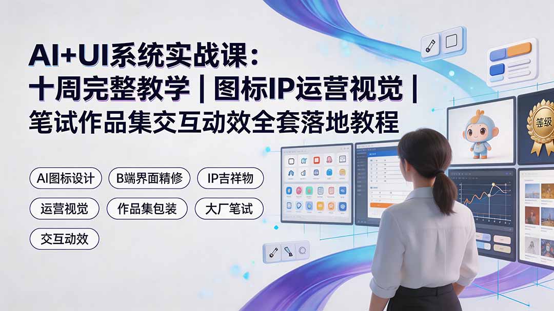 AI+UI系统实战课：十周完整教学｜图标IP运营视觉｜笔试作品集交互动效全套落地教程-时光云网创