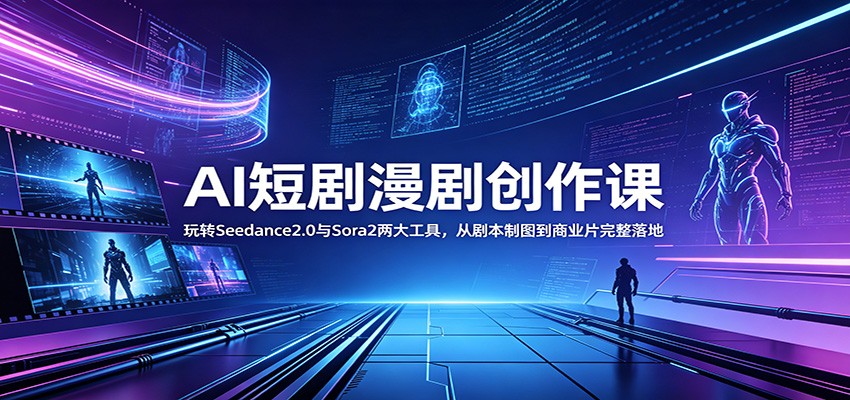 AI短剧漫剧创作课：玩转Seedance2.0与 Sora2两大工具，从剧本制图到商业片完整落地-时光云网创