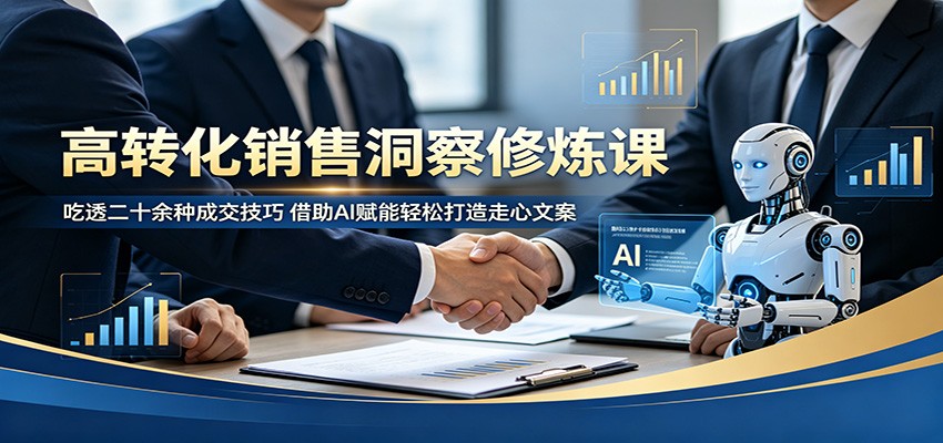 高转化销售洞察修炼课：吃透二十余种成交技巧，借助AI赋能轻松打造走心文案-时光云网创