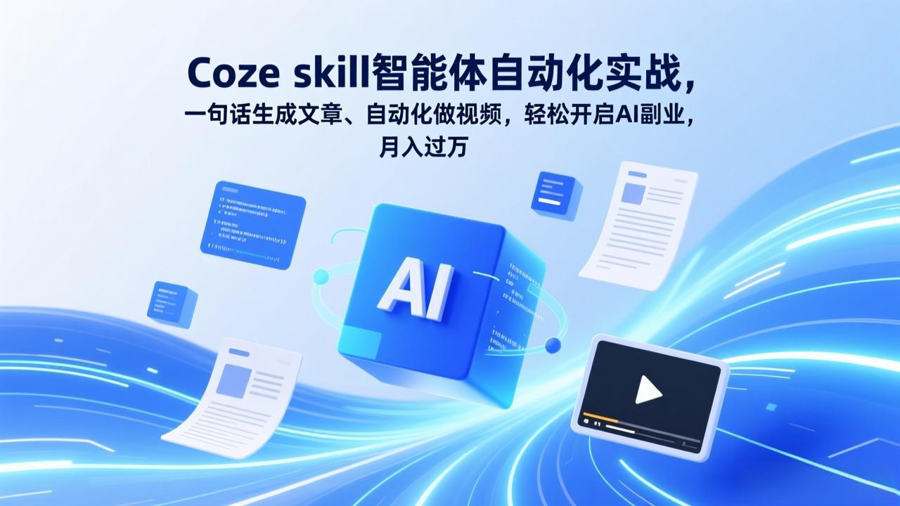 Coze skill智能体自动化实战，一句话生成文章、自动化做视频，轻松开启AI副业，月入过万-时光云网创