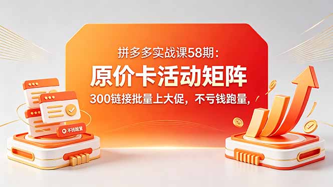 拼多多实战课58期:原价卡活动矩阵,300链接批量上大促,不亏钱跑量-时光云网创