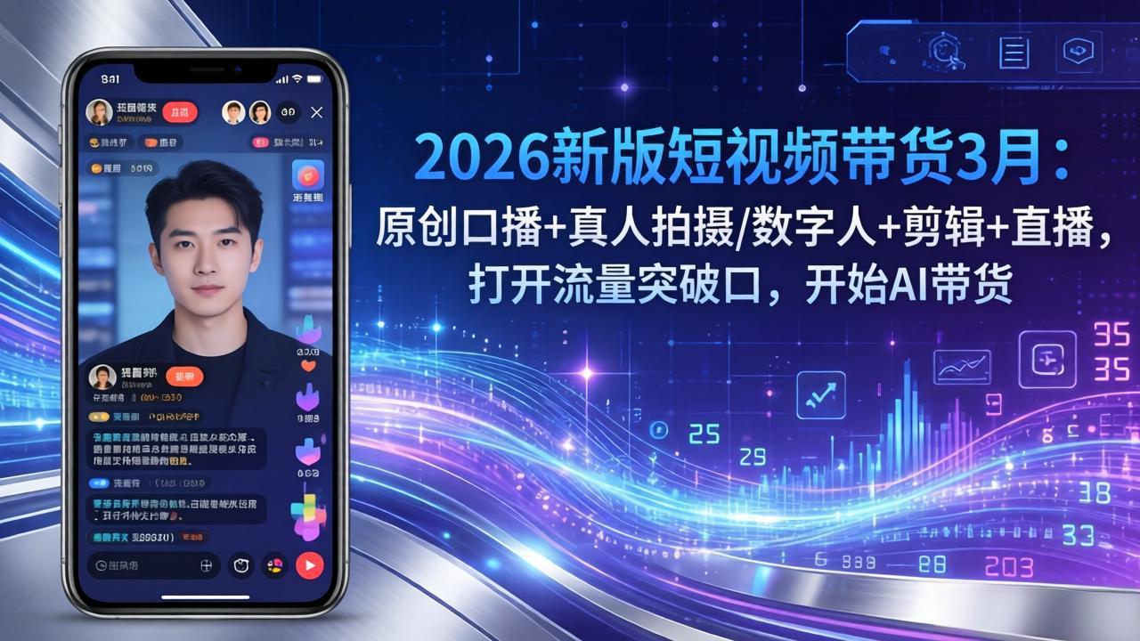 2026新版短视频带货3月：原创口播+真人拍摄/数字人+剪辑+直播，打开流量突破口，开始AI带货-时光云网创