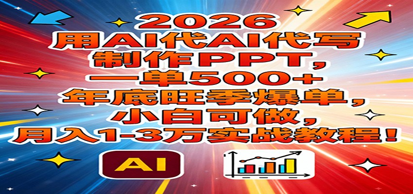 2026用AI代写制作PPT，一单500+，年底旺季爆单，小白可做，月入1-3万实战教程-时光云网创