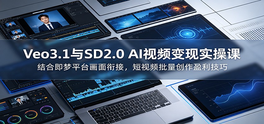 Veo3.1与SD2.0 AI视频变现实操课课：结合即梦平台画面衔接，短视频批量创作盈利技巧-时光云网创