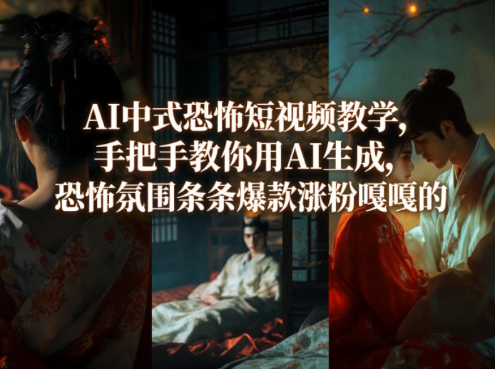 AI中式恐怖短视频教学，手把手教你用AI生成，恐怖氛围条条爆款涨粉嘎嘎的-时光云网创