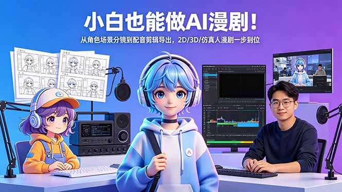 小白也能做AI漫剧！从角色场景分镜到配音剪辑导出，2D/3D/仿真人漫剧一步到位-时光云网创