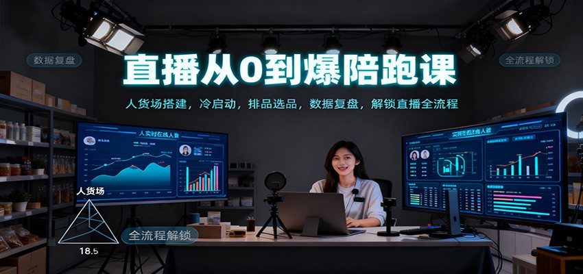 直播从0到爆陪跑课：人货场搭建，冷启动，排品选品，数据复盘，解锁直播全流程-时光云网创