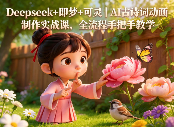 Deepseek+即梦+可灵|AI古诗词动画制作实战课,全流程手把手教学-时光云网创
