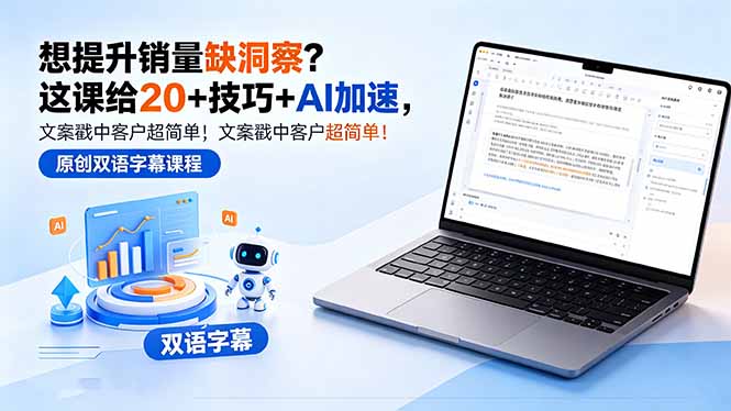 想提升销量缺洞察?这课给 20 + 技巧 + AI 加速,文案戳中客户超简单!【原创双语字幕】-时光云网创